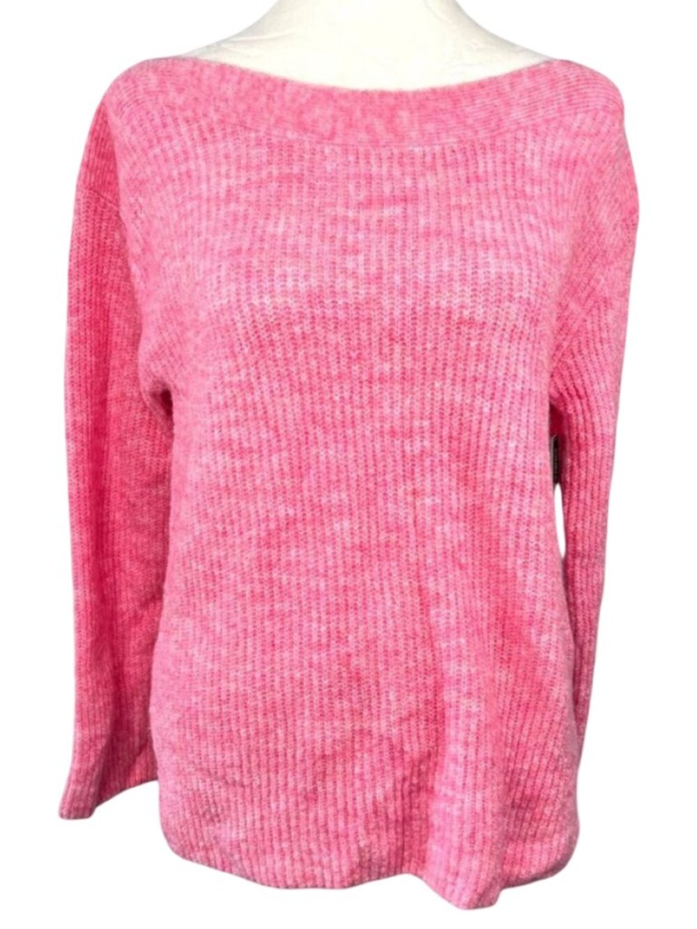 Leith Pullover Sweater Pink Ribbed Knit Boatneck NWT Size XS